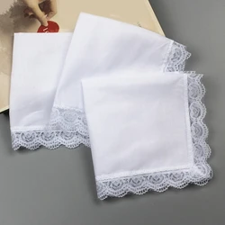 Women and Men Solid White Hankies Absorbent Cotton Handkerchief for Embroidery