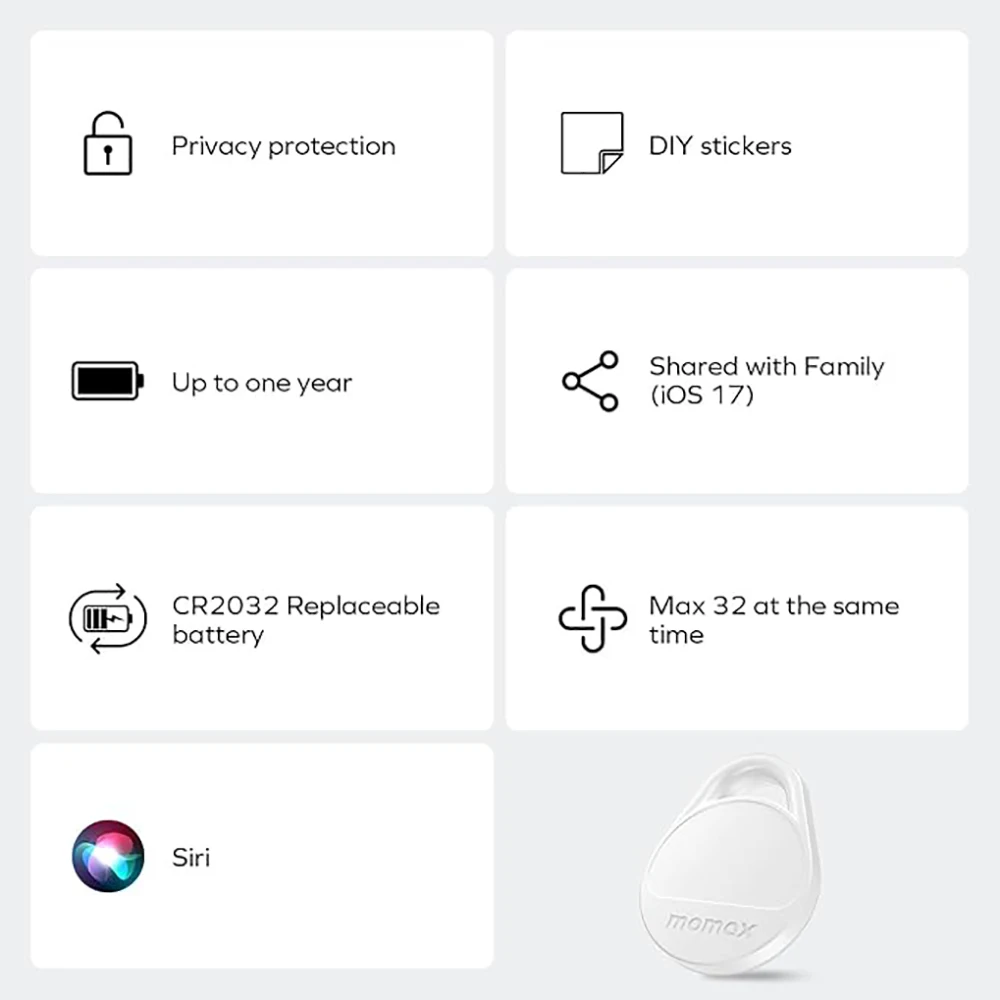 MOMAX AirTag Location Tracker Anti-loss device for global precise location tracking Compatible