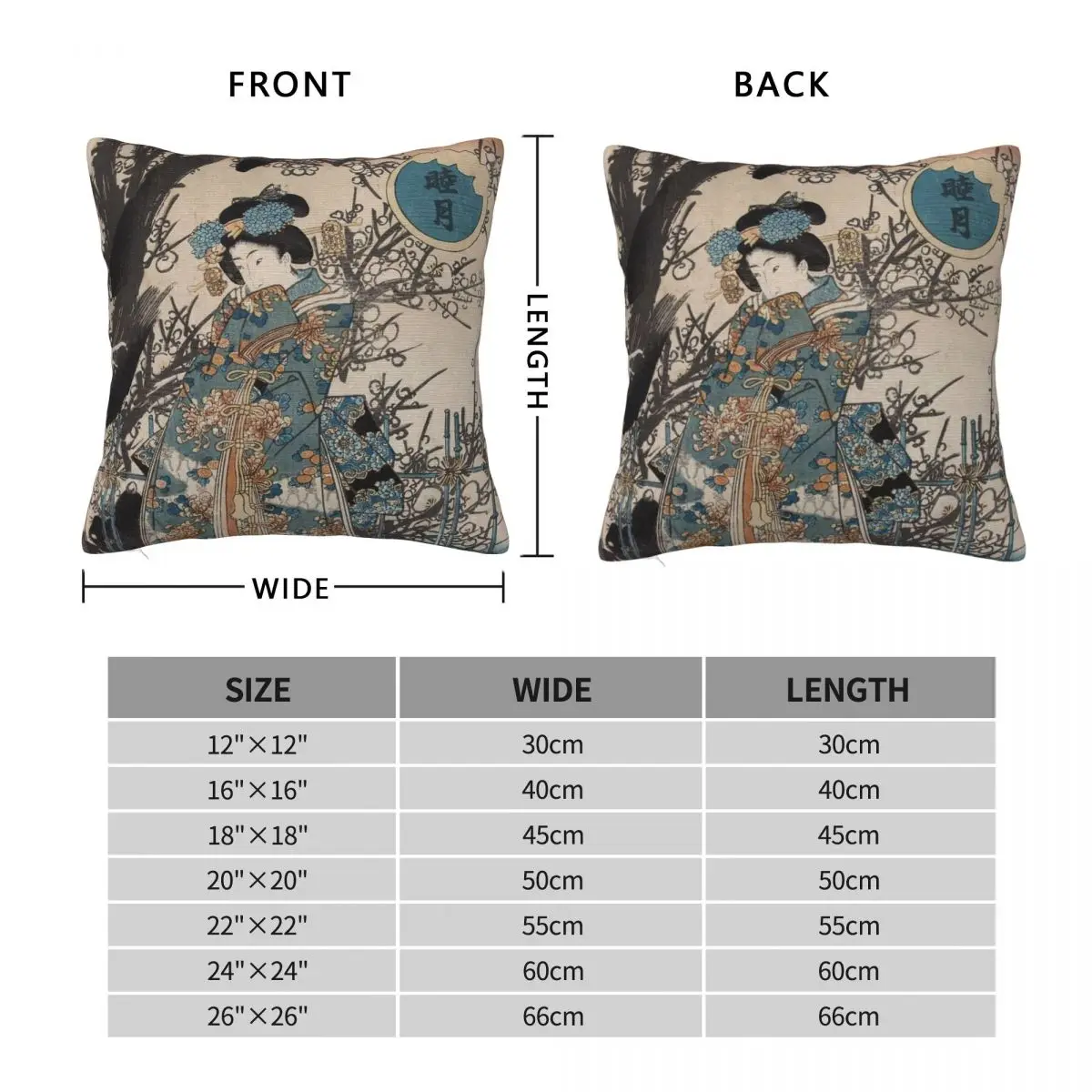 Ukiyo-e Japanese Geisha Portrait Square Pillowcase Polyester Linen Velvet Pattern Zip Decorative Throw Pillow Case Cushion Cover