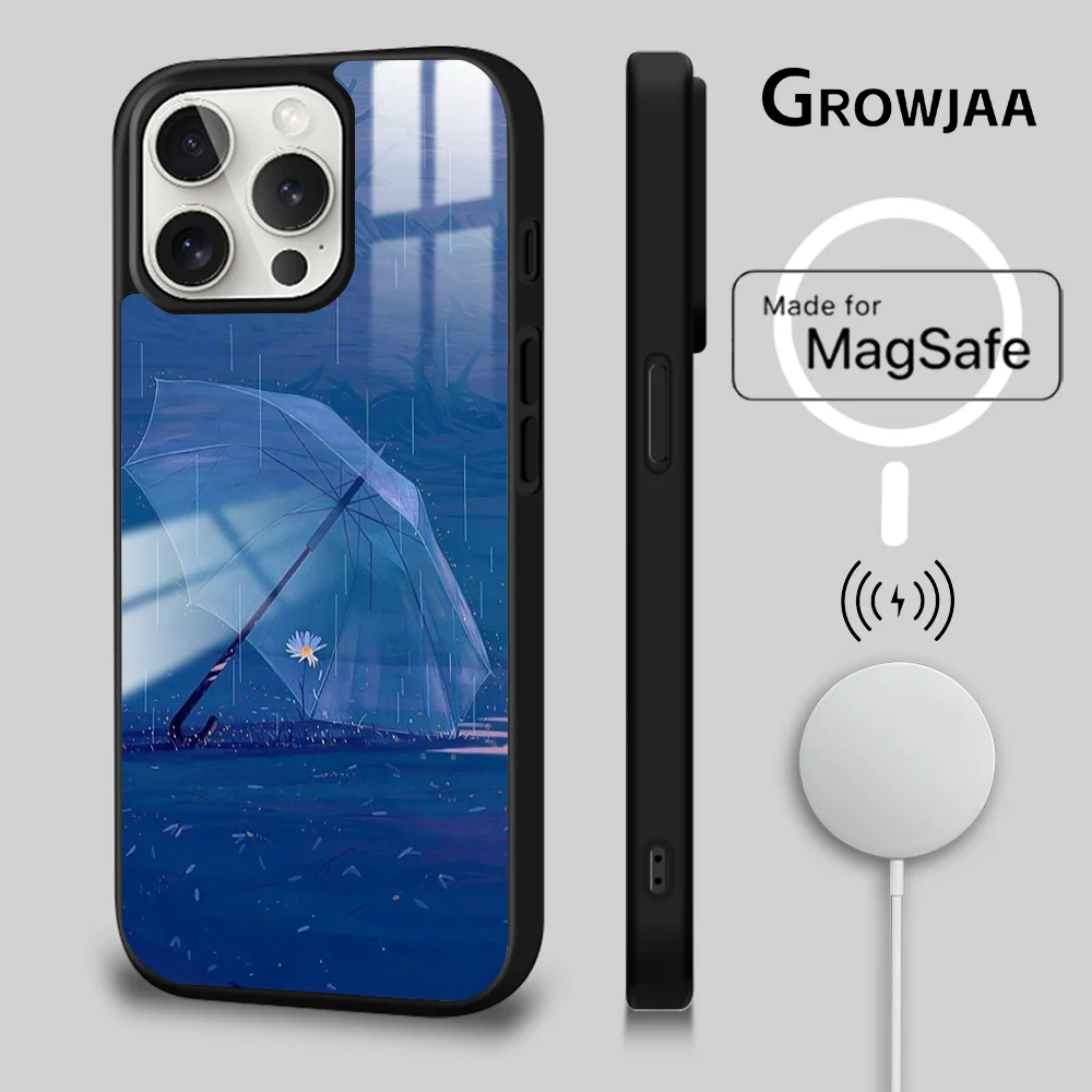 Rainy Day Illustration Phone Case For iPhone 15 14 13 12 11 Pro Max Plus Magsafe Wireless Charging Cover