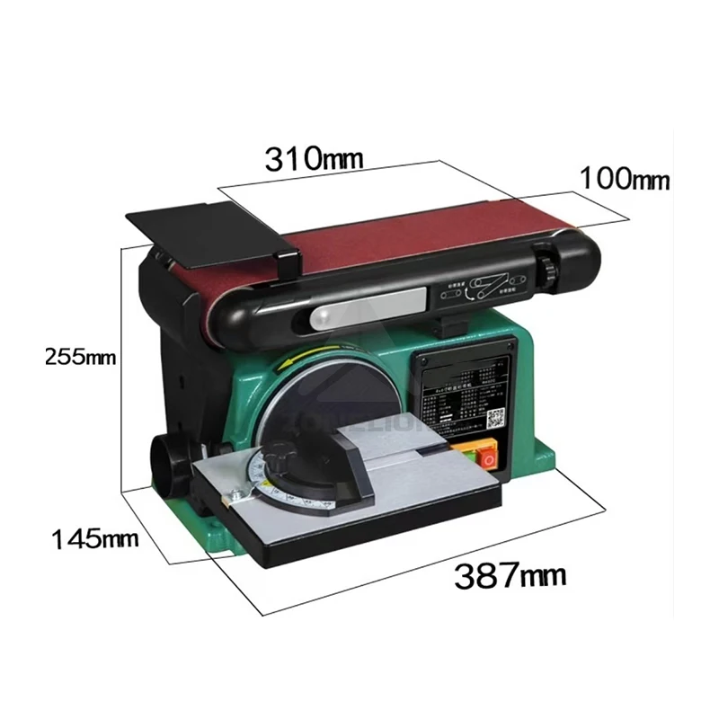 Lijadora de madera de sobremesa pequeña, lijadora de banda, pulidora abrasiva eléctrica de grado Industrial, adecuada para lijado de madera y Metal