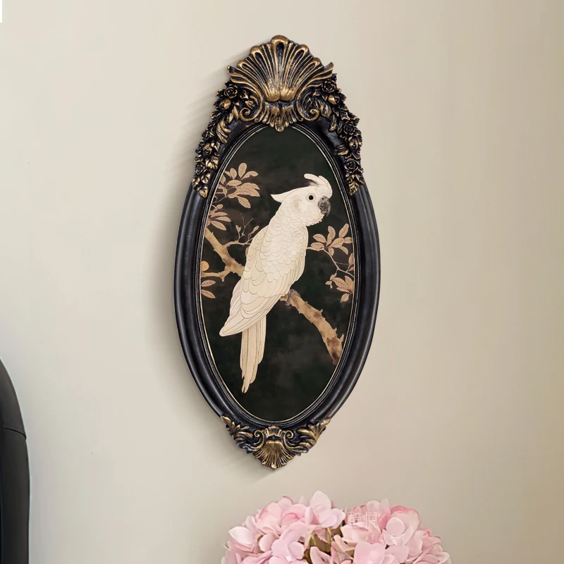 French Vintage Oval Artwork Mid-Century Inspired Decorative Painting for Living Room & Dining Room Retro Wall Art for Bedroom
