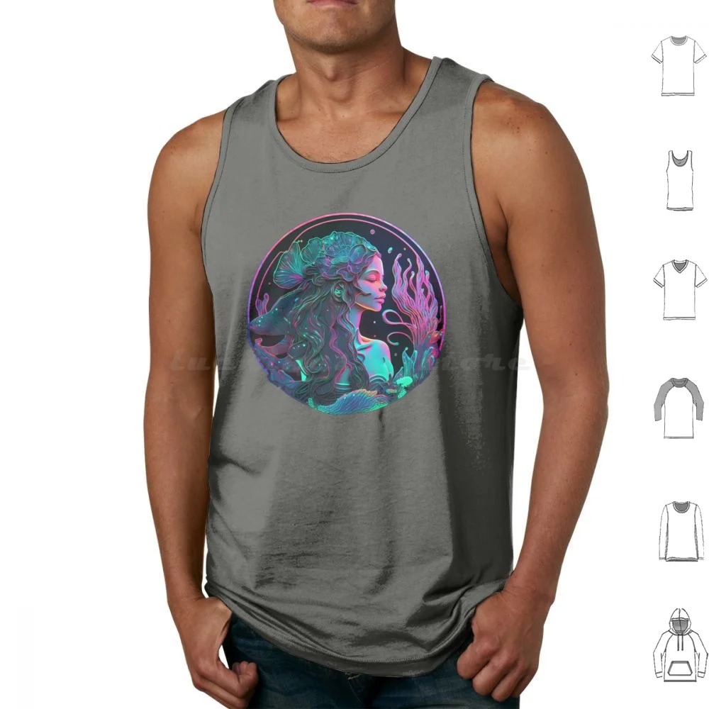 Mythical Sea Creatures Tank Tops Print Cotton Legendary Beasts Mythical Monsters Fantasy Creatures Enchanted Animals