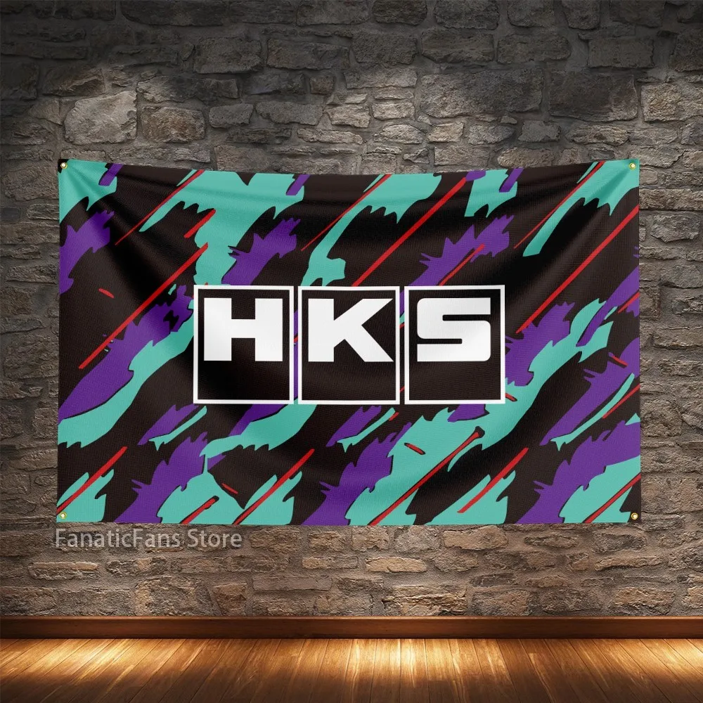 HKS Car Flag Polyester Digital Printing Cars Flagge Banner For Decoration