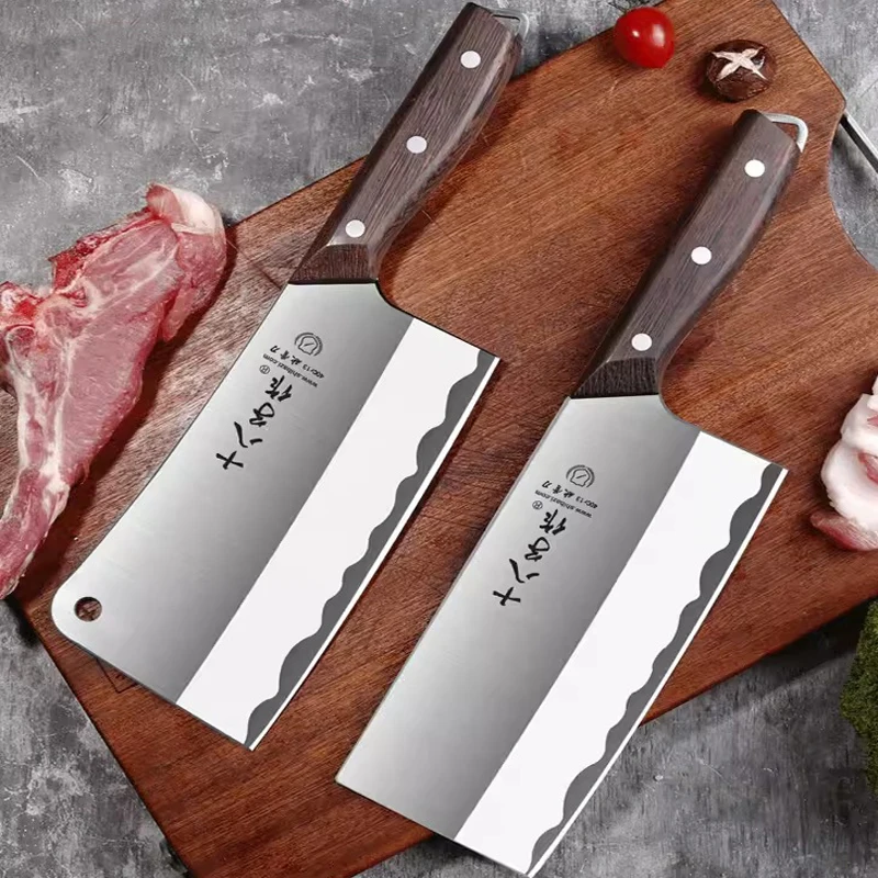 SHIBAZI Professional Chinese Kitchen Chef Knives Meat Fish Slicing Vegetables Cutter Stainless Steel Butcher Cleaver Knives