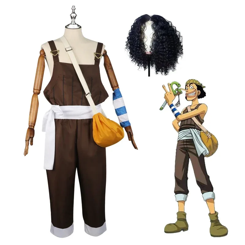 Disfraces de Cosplay Usopp, una pieza de Anime, uniforme de juego de rol, peluca, vestido de Carnaval de Halloween para hombres yj4k
