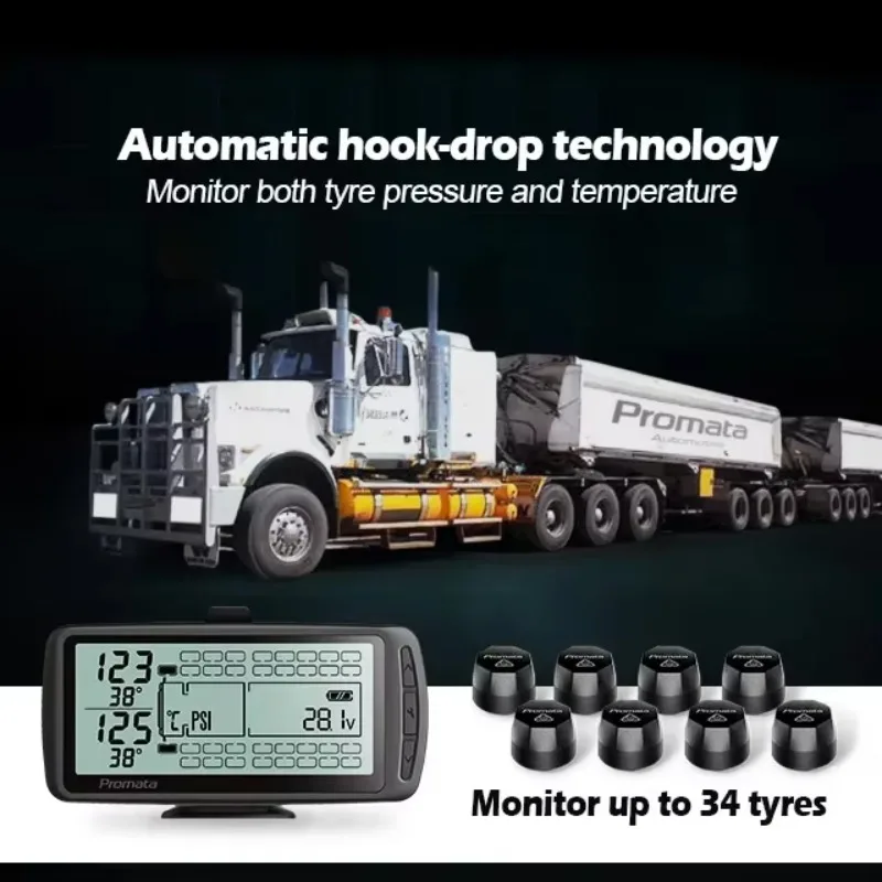 2025TPMS 203 Psi External Sensor 6-8-10-12-14-16-18-26 Wheels Tire Pressure Monitoring System Solar Power Trailer Bus Truck Tpms
