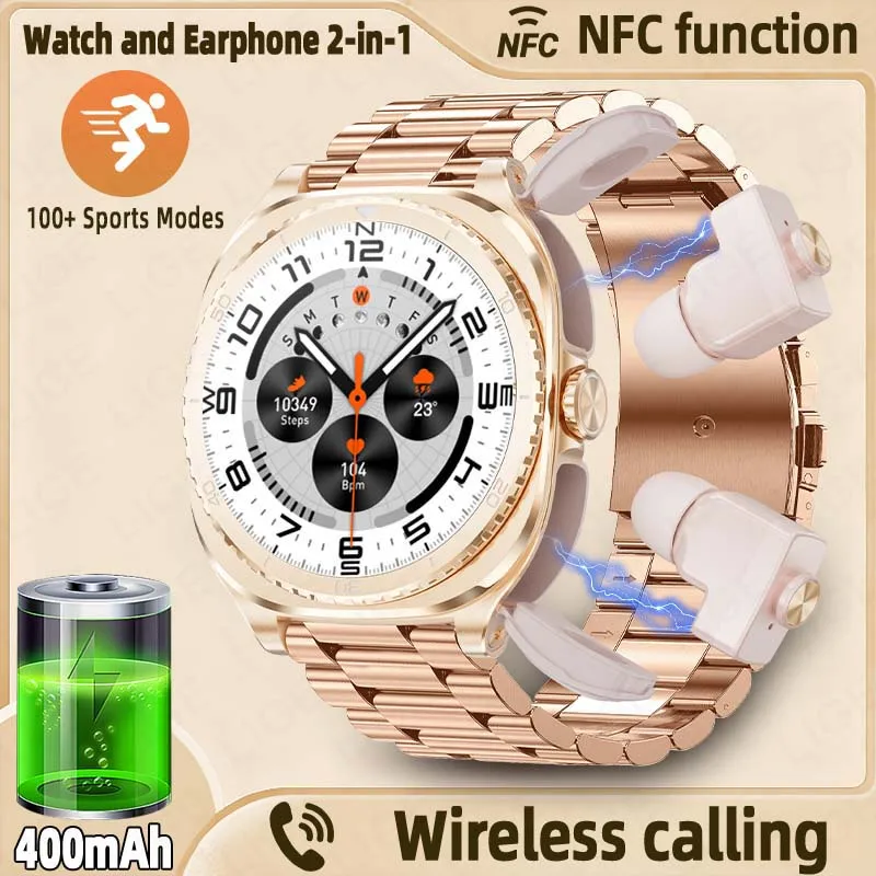 LIGE 2026 New 2-in-1 Sports Smartwatch Women IP67 Waterproof Bluetooth Call Upgraded Smart Watch with TWS Bluetooth Earphones