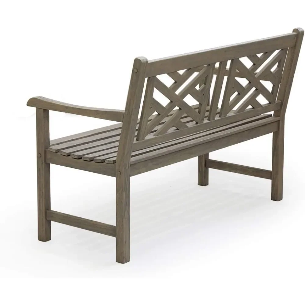 Banc de jardin d'extérieur gris patiné, utilisé pour les cours, les terrasses, les meubles de jardin, 4 pieds