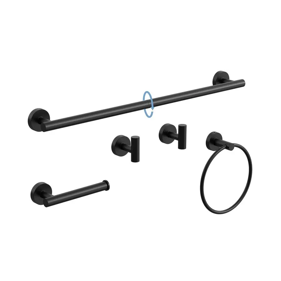 

Black Bathroom Accessories Set, SUS304 Stainless Steel 5 Pieces Bathroom Hardware Set, 26 Inch Bath Towel Bar Set, 2 Towel Hooks