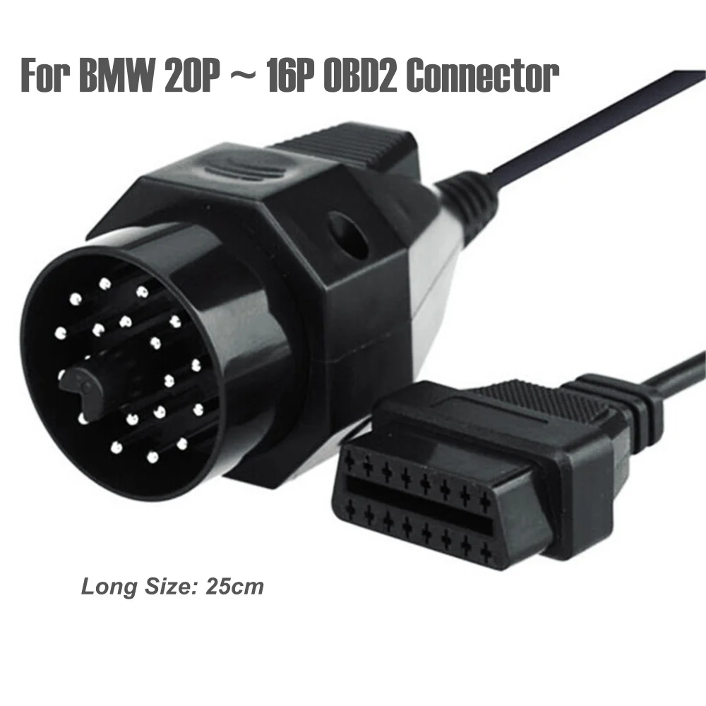 for BMW OBD2 16Pin Cable Old Cars 20P to 16P OBDII Extend Connector Long 25cm