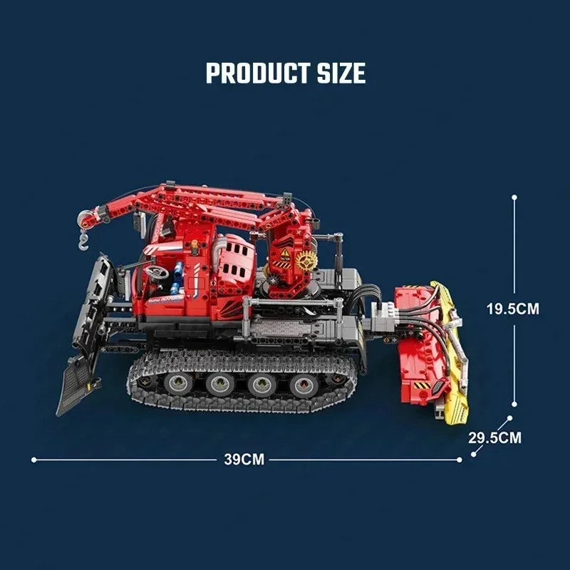 City Winter Remote Control Snow Groomer Building Blocks MOC Electric RC Car Construction Technical Vehicle Bricks Toys