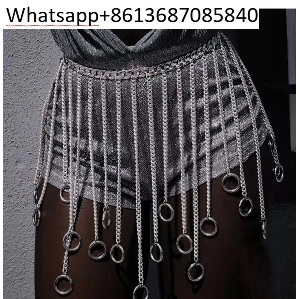 Personality and fashion, body chain, tassel pendant, ins style street photography