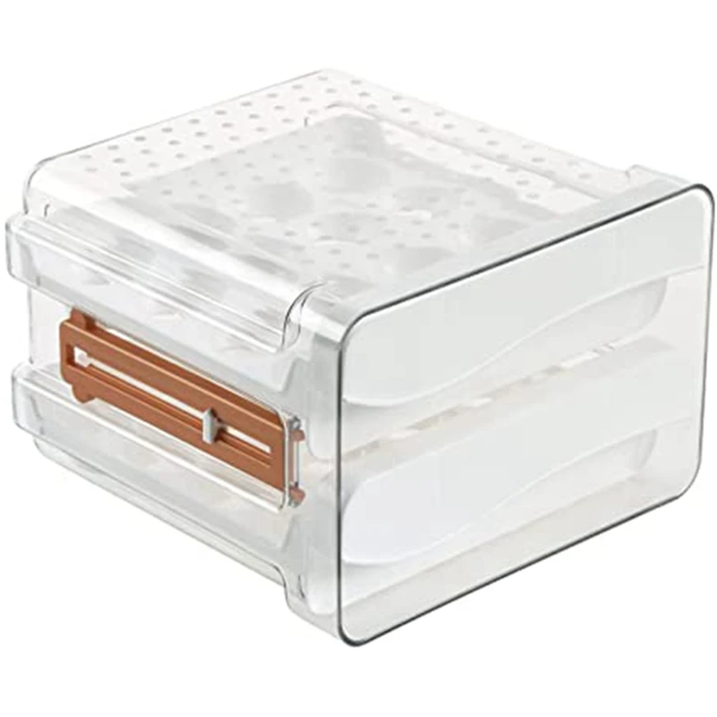 

32 Capacity Egg Holder For Refrigerator,Egg Container For Refrigerator,2 Drawers Egg Storage Container Organizer Bin