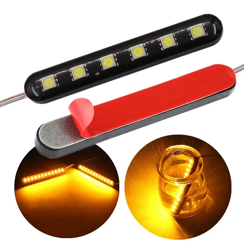 12V LED Flashing Emergency Warning Lights Car Motorcycle Side Flashers 4 Colours 6LED Trailer Signal Lights Police Flashers