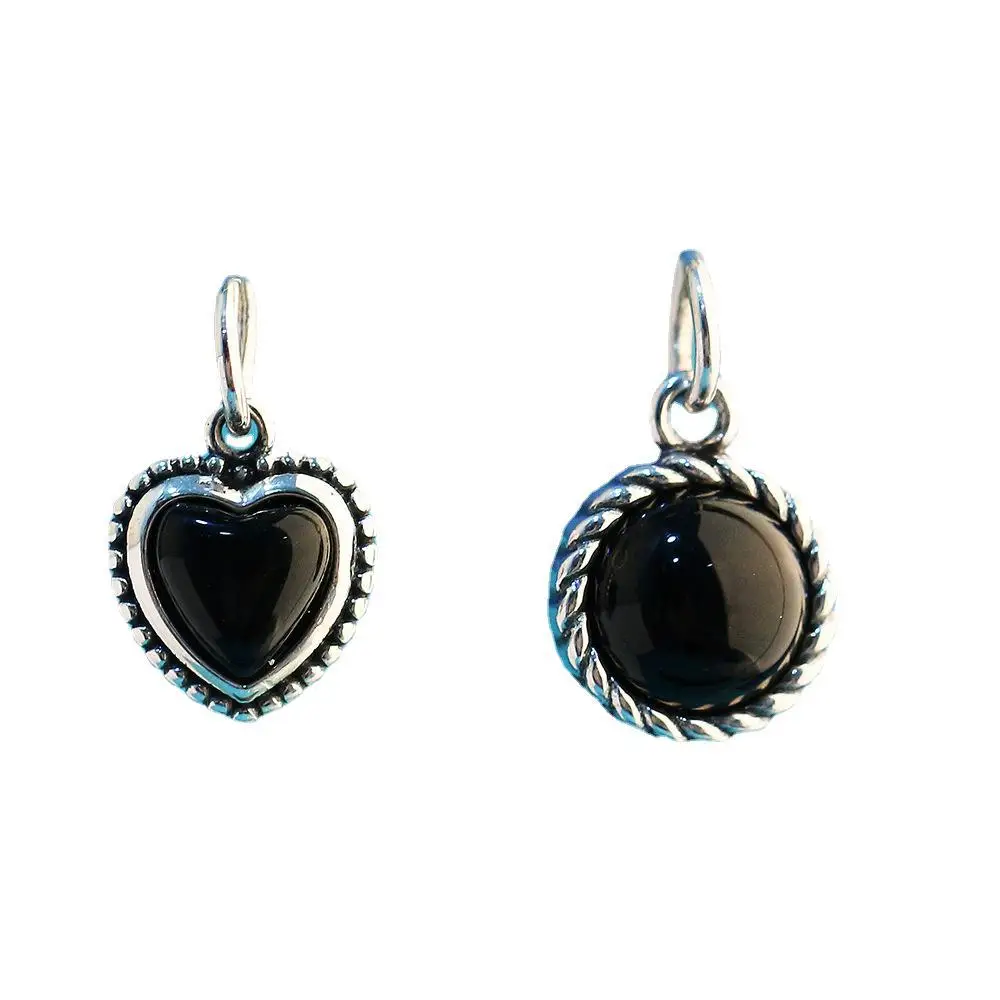Charms 925 Silver Zircon Round Heart-Shaped Necklace Pendant Handmade DIY Accessories Charms for Bracelet Plata 925