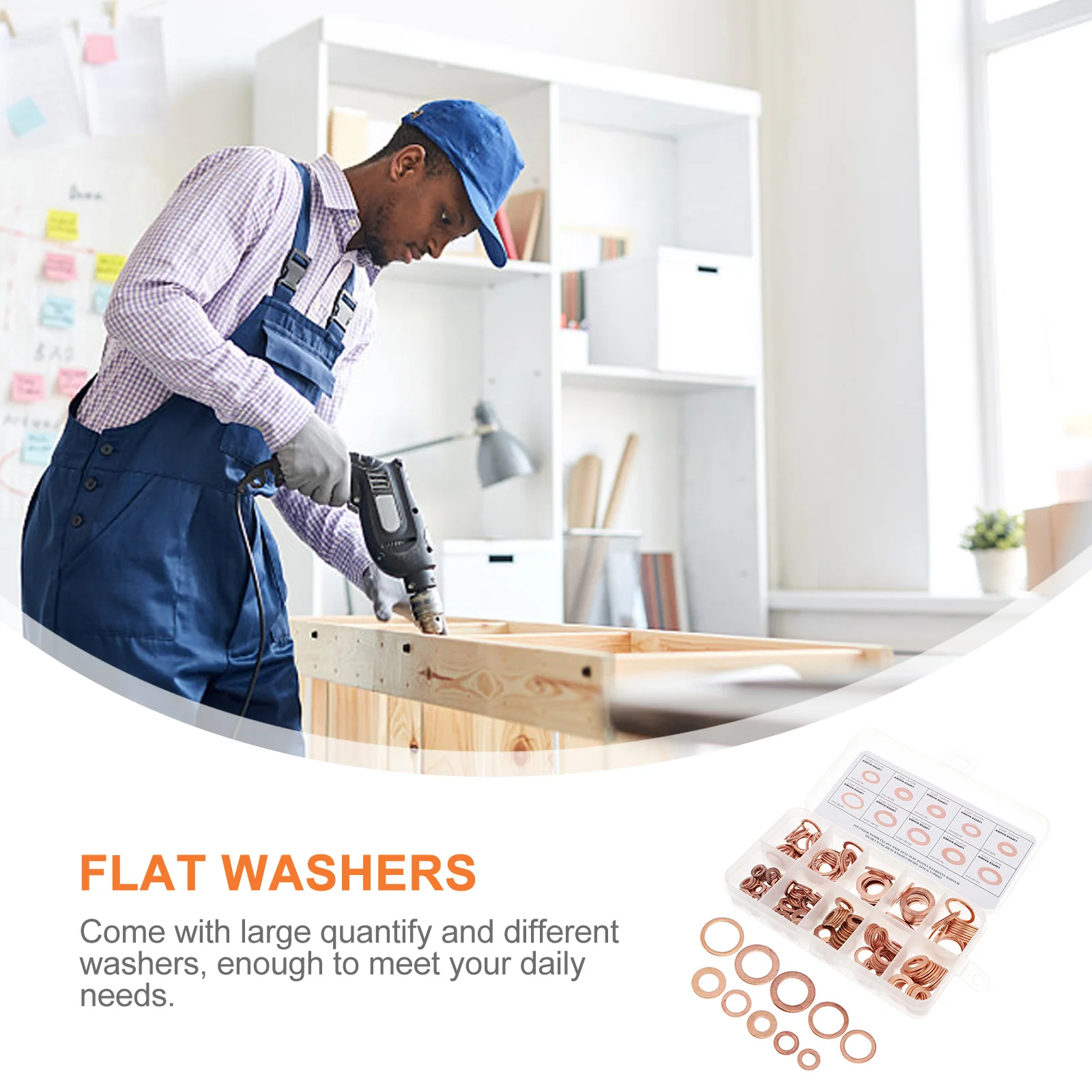 

200Pcs Flat Washer Kit Copper Sealing Gasket Set Smooth Surface Strong Support for Fasteners Ideal for Daily Fixing