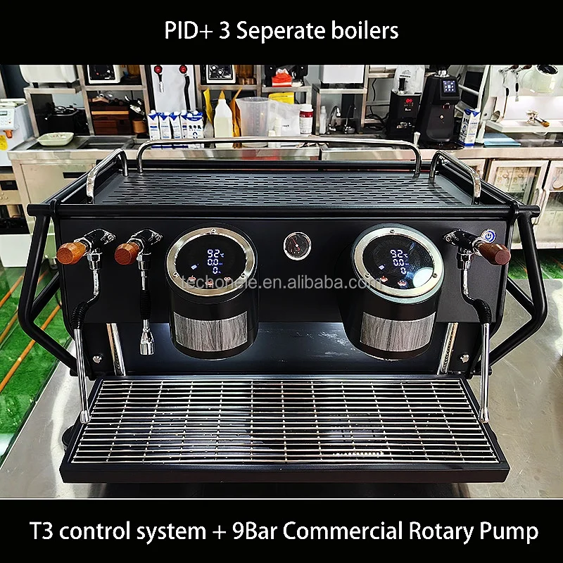 ZILONG Professional 2-Head Espresso Machine for Commercial Use PID & 3 Seperate Boiler Electric for Hotels RVs for Cafe Use