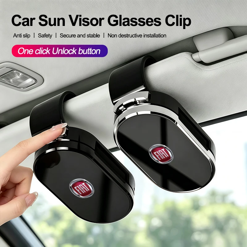 Car Sun Visor Glasses Clip One-click Unlock Holder For Fiat 500 Panda Cronos Argo Punto Tipo Doblo Abarth Bravo Stilo Ducato Uno