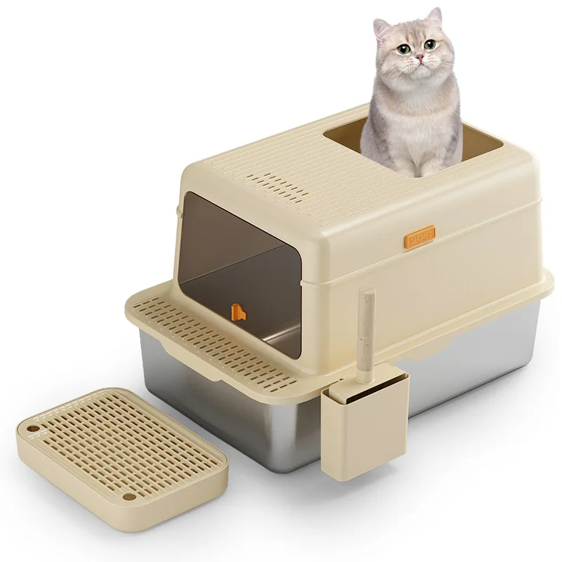 Caja de arena cerrada para gatos: control olores y fácil limpieza - imagen 2