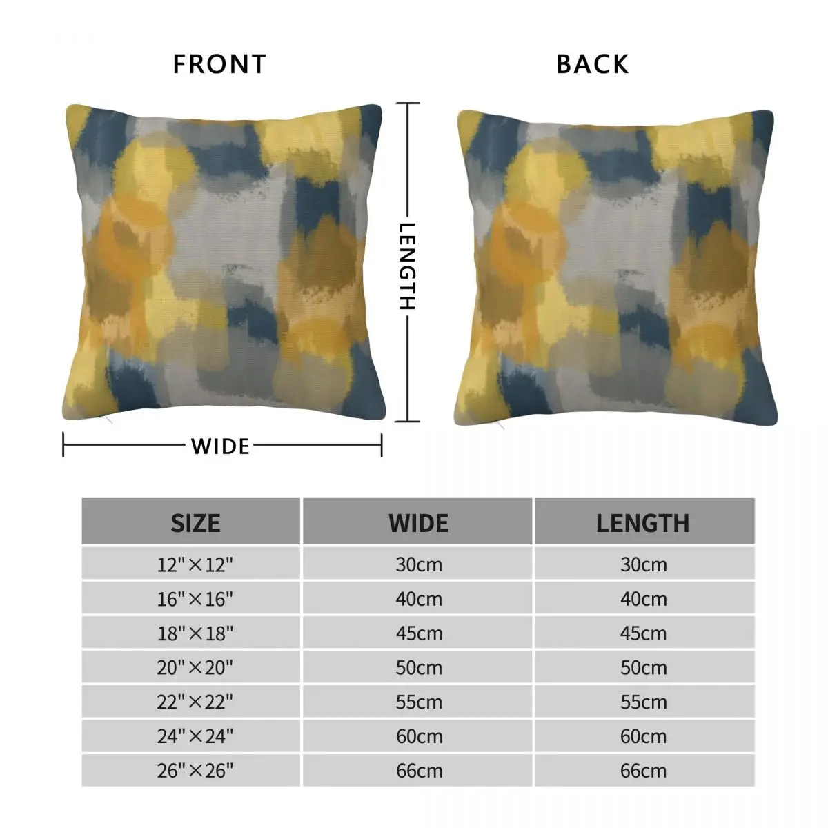 Paint Yellow Grey Navy Blue Square Pillowcase Polyester Linen Velvet Creative Zip Decorative Sofa Cushion Cover Wholesale 45x45