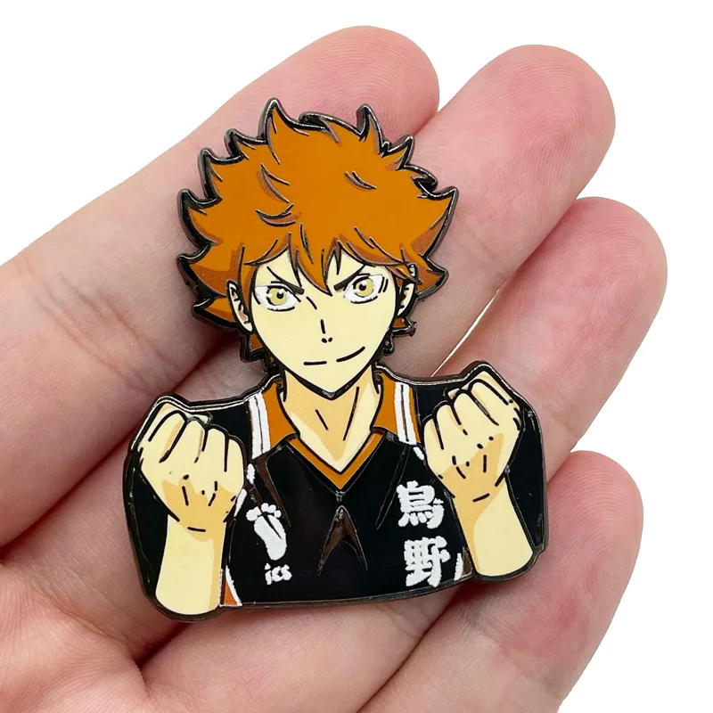 Anime Haikyuu!! Badge Pendant Hinata Shoyo Kageyama Tobio Pins Manga Brooches for Bag Clothing Lapel ACG Cosplay Toy Gift Decor