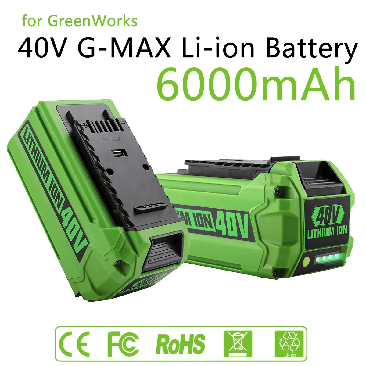 For Greenworks 40V Batteries 6Ah rechargeable G-MAX Li-ion Battery Manufacturer Replacement Battery for Lawn Mower Power Tools