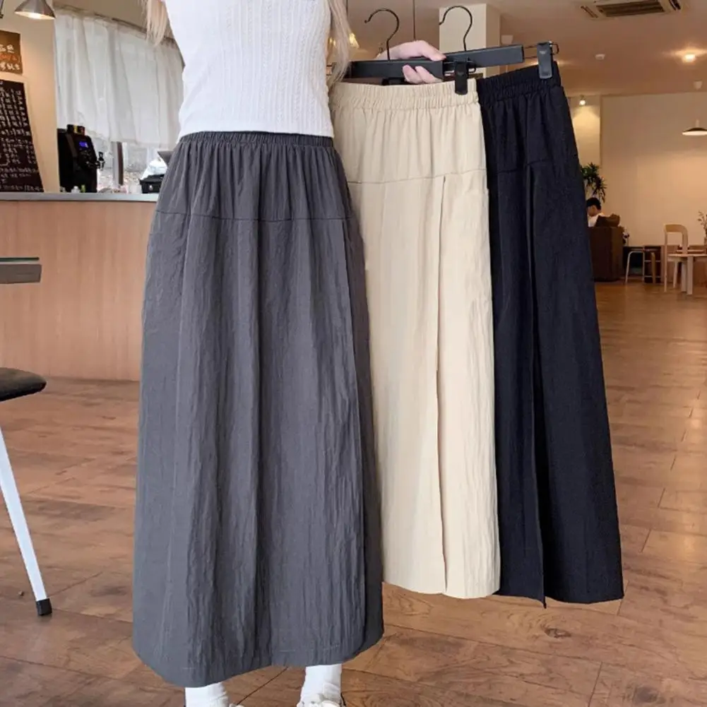 

Women Culottes Elastic High Waist Women's Culottes Summer Streetwear Loose Fit Solid Color Pants Relaxed Fit Wide for Comfort