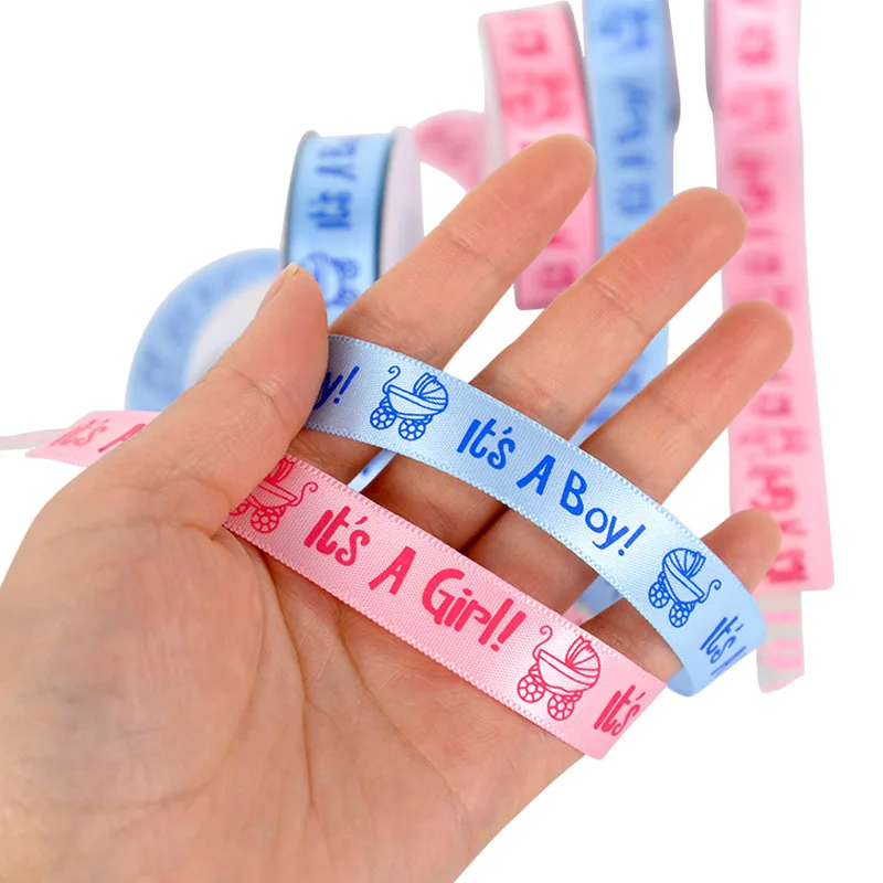 1 rotolo 10Yard è una ragazza ragazzo nastro stampato Gender Reveal Party Gift imballaggio fai da te forniture artigianali Baby Shower decorazione