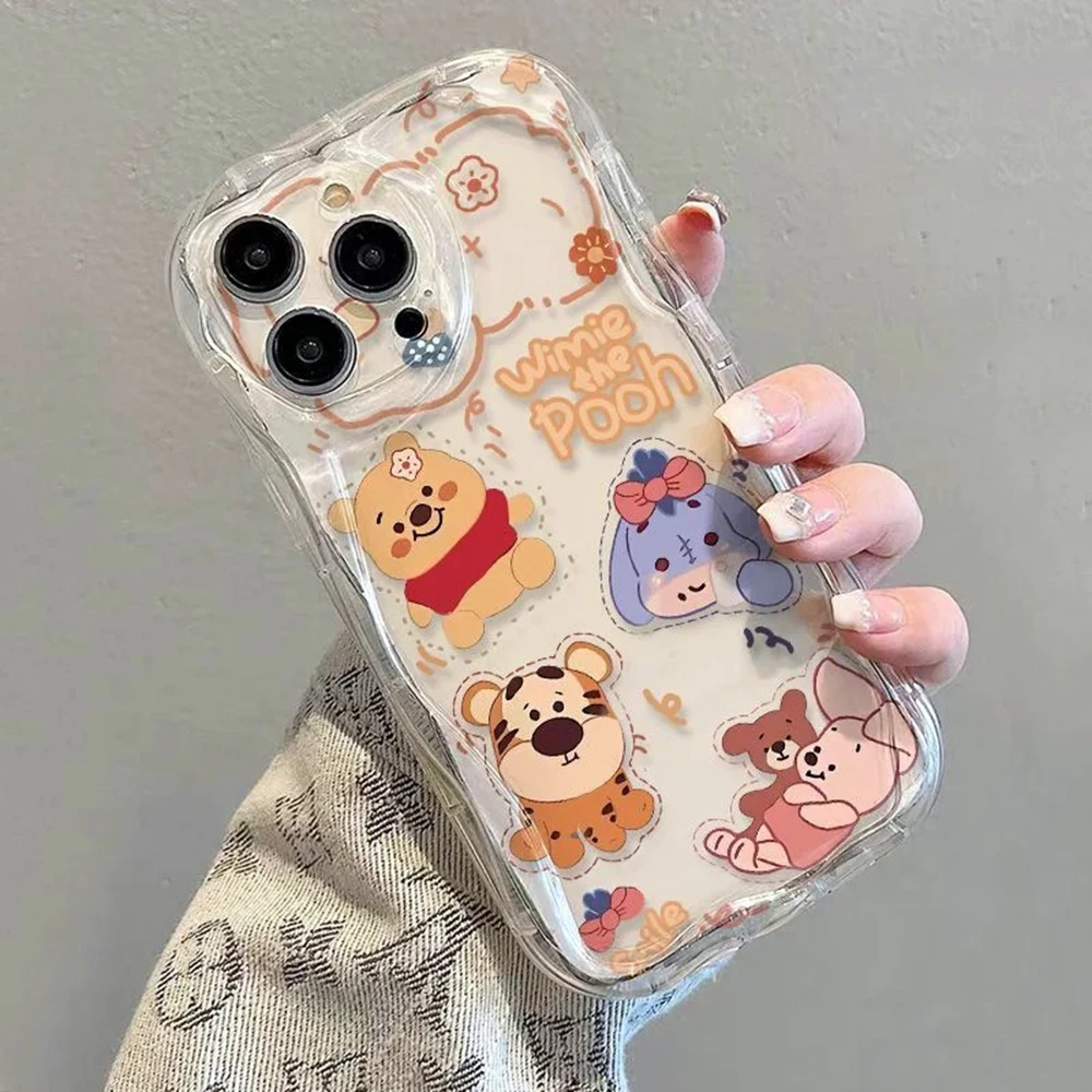 Disneys P-Pooh Piglet Phone Case for Samsung Galaxy S25 S24 S23 S22 S21 Ultra Plus 5G S20 FE 3D Creamy Wave Soft Clear Cover