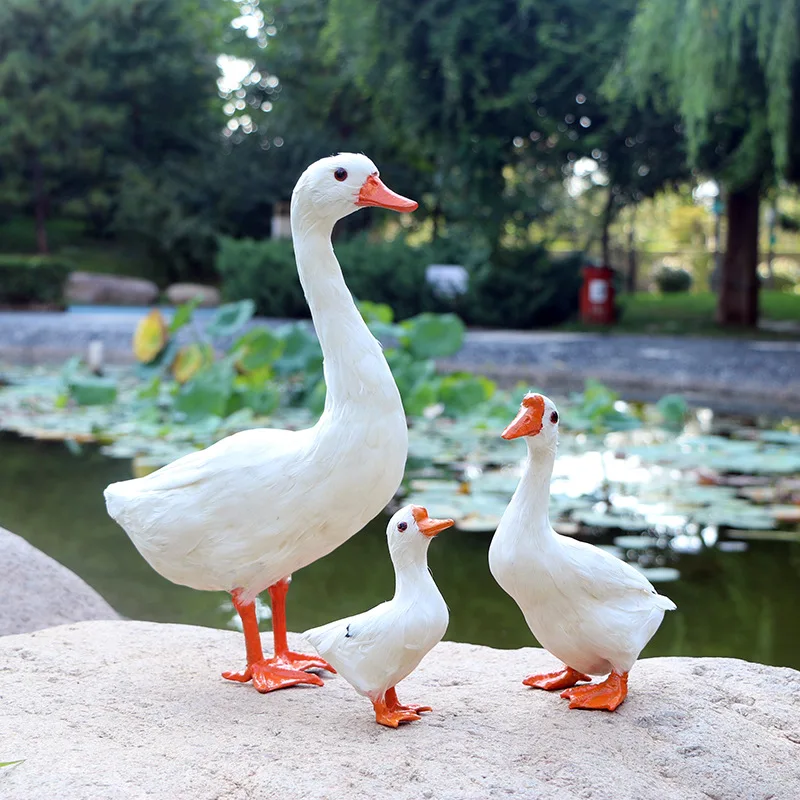 Simulation Goose plastic& feathers White Goose Model Handicraft Yard farm home decoration toy gift w1840