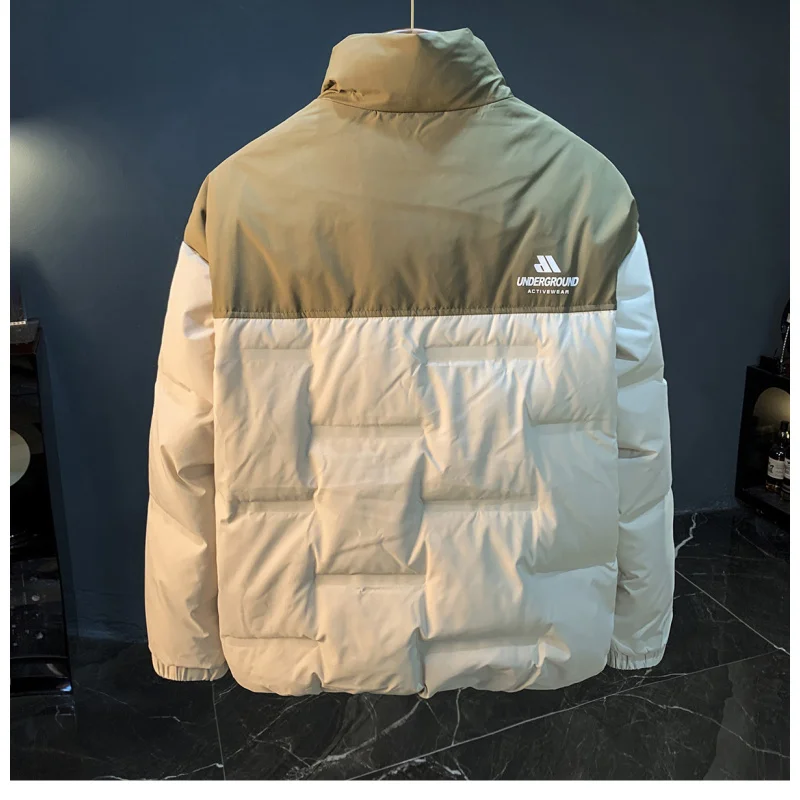 سترة شتوية للرجال، مقاس كبير، ياقة واقفة، فضفاضة، عصرية، دافئة، وسميكة من القطن مع صوف مضاف #2