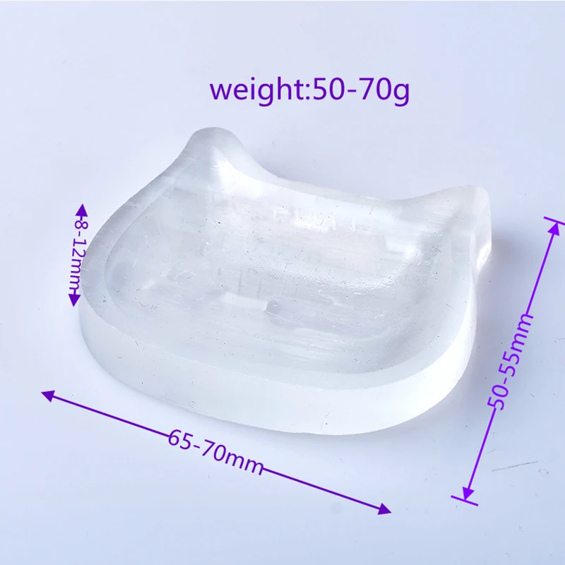 1PC Natural Selenite Kitty Bowl Chakra Quartz Healing Crystal Plate Carving Crescent Stone White Gypsum Ornament Collection Gift