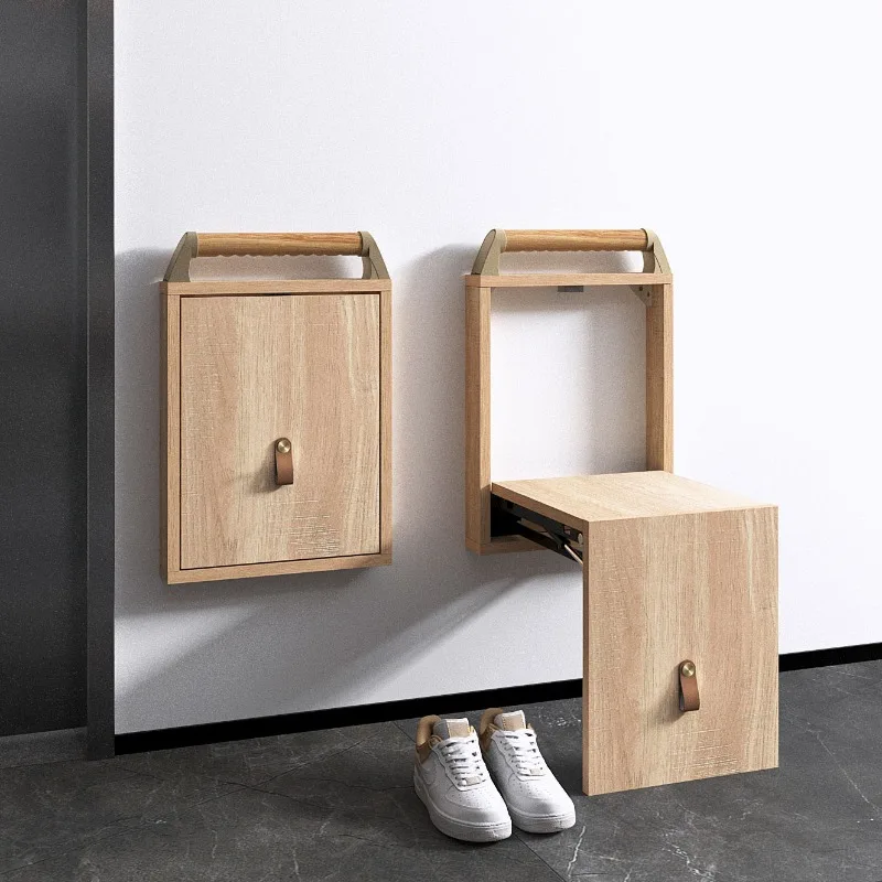 Ultra Foldable Shoe Bench Wall Mounted Retractable Stool for Spaces Hideaway Entryway Seat Flush Mount Folding Chair for Hallway
