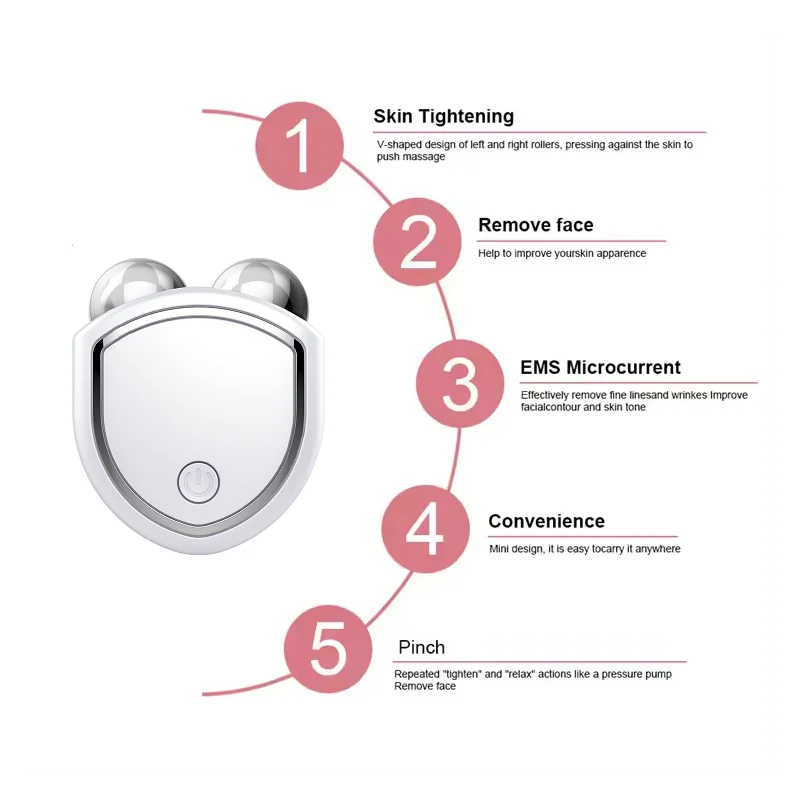 Face Lifting Machine Facial Massager Microcurrent Roller Skin Tightening Rejuvenation Beauty Charging Facial Anti Wrinkle