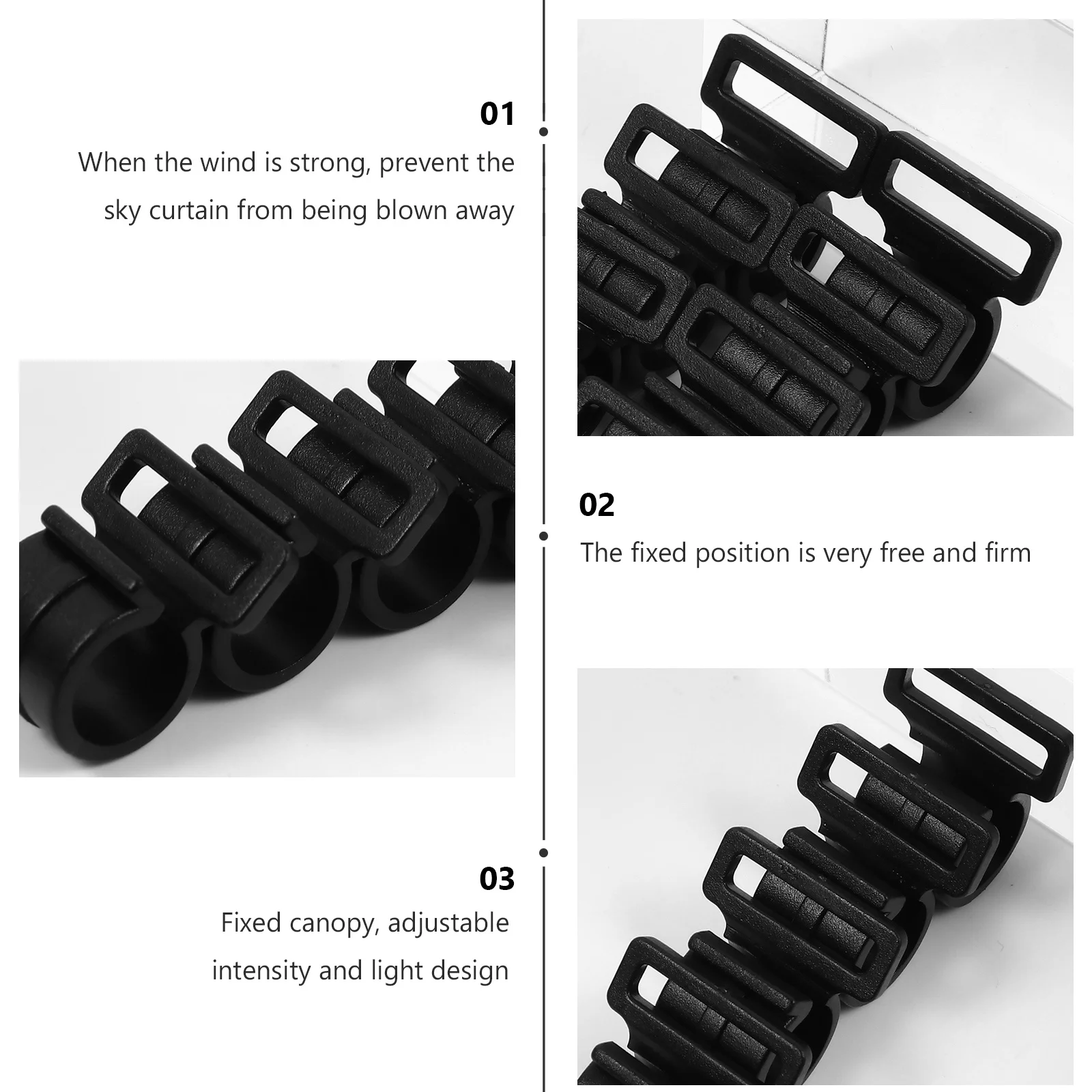 

20 pcs Tent Pole Connectors Adjustable Camping Clips For Awning Canopy Fixing Windproof Tarp Hook Heavy Duty Tent Clamps