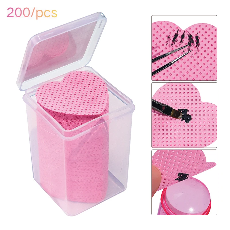 200 Lenços para Limpeza de Unhas, Macios, Não Tecidos, Altamente Absorventes, Removedor de Gel UV, Remoção de Cola para Unhas, Inclui Caixa de Armazenamento Plástica
