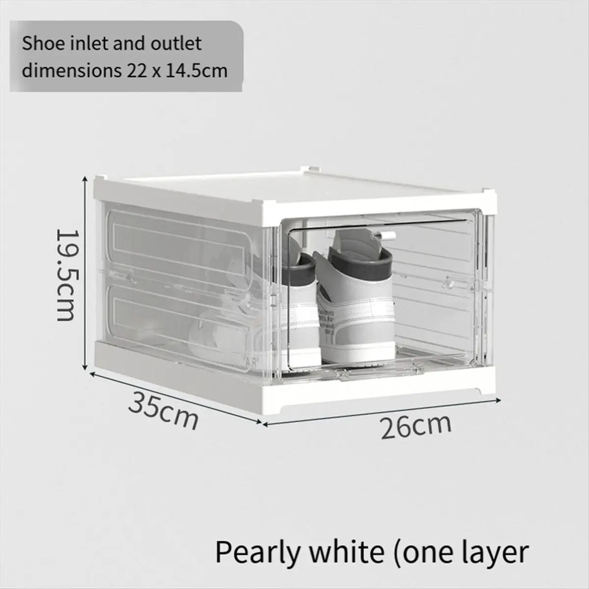 [CLOS] Foldable Integrated Shoe Box Organizer and Storage Boxes Cabinet Transparent Visible Installation Free Rack,White