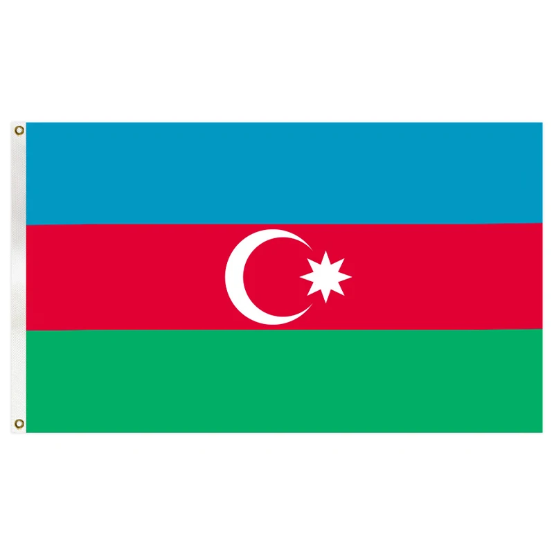 90X150cm Custom  Azerbaijan flag  Hanging Printed Blue Red Green Azerbaijani National Flags Azerbaiyan Banner