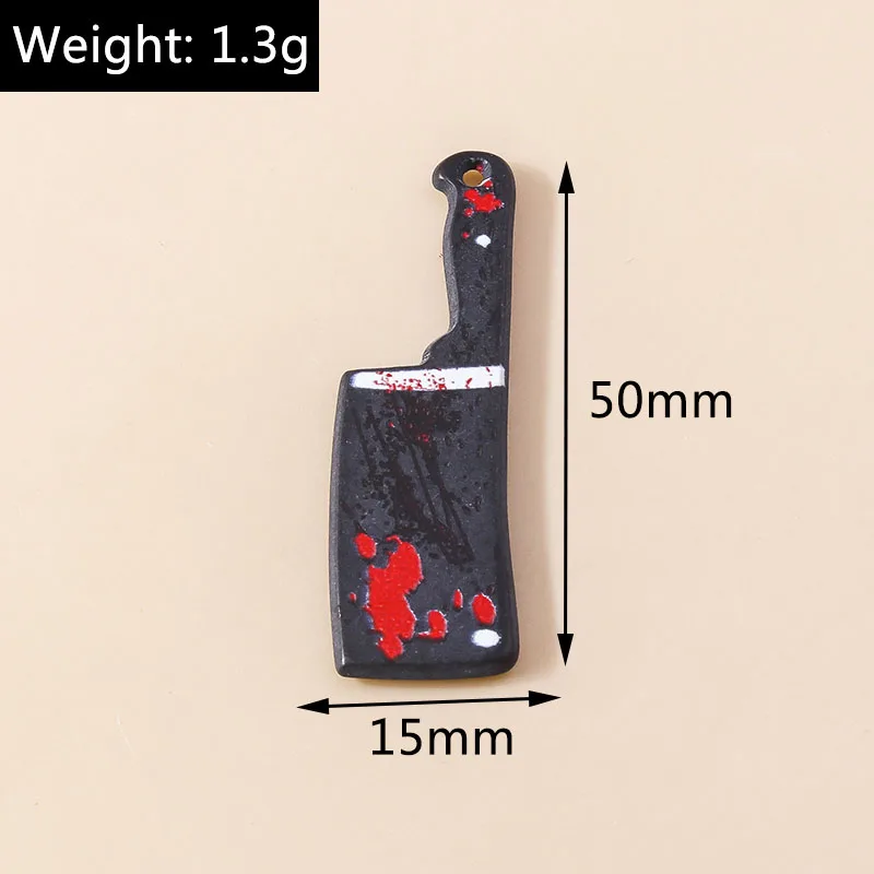 5pcs Resin Halloween Imitation Bloody Knife Charms Dagger Scissors Axe Saw Pendants For Earring Bracelet Necklace DIY Jewelry