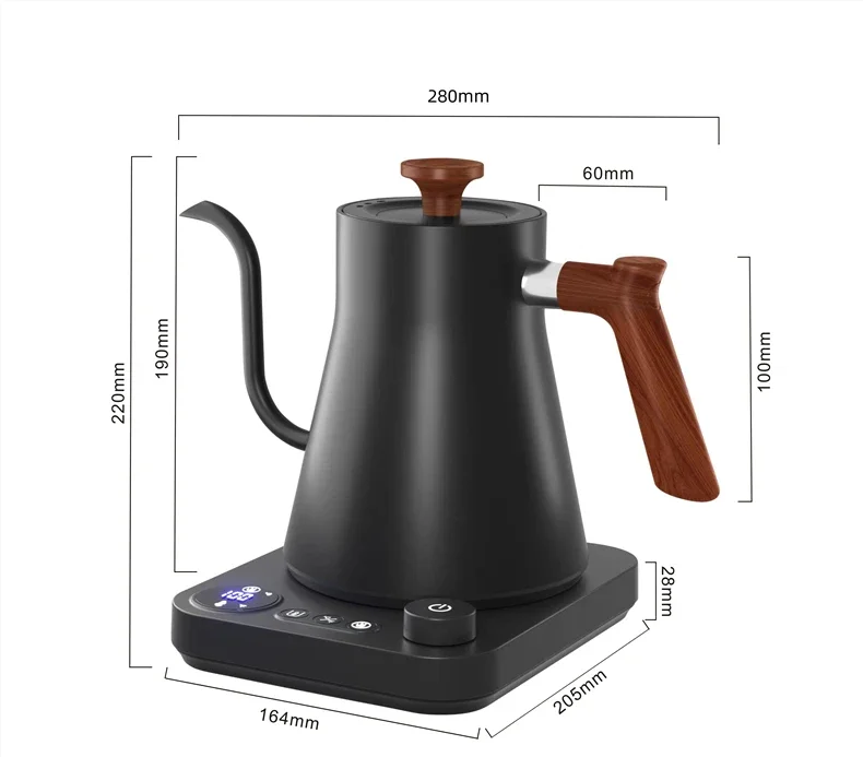 Cafetière électrique à col de cygne pour chauffage rapide, puissance de 1000W, fier de verser sans déversements