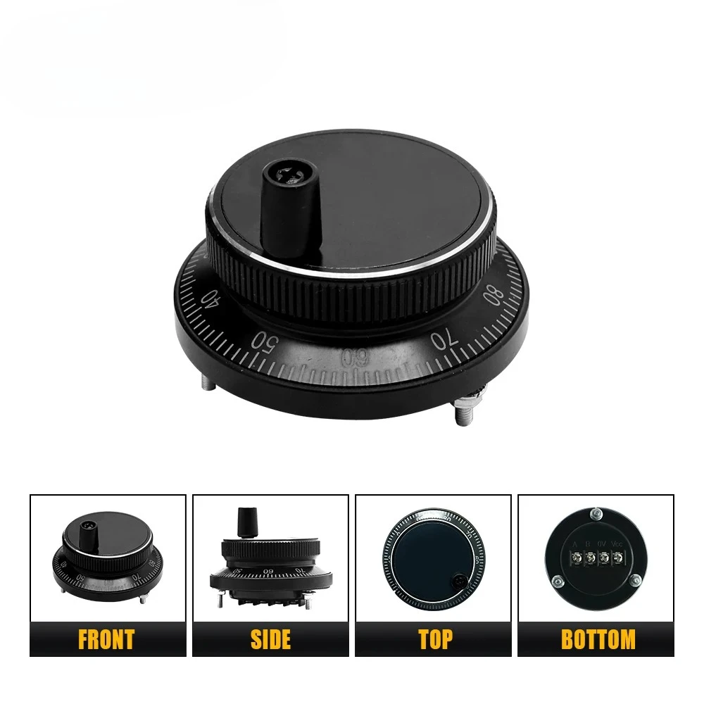 New CNC Pulser black Handwheel 5V 60mm 80 100PPR Manual Pulse Generator hand wheel Machine Rotary Encoder Electronic 4pins 6pins