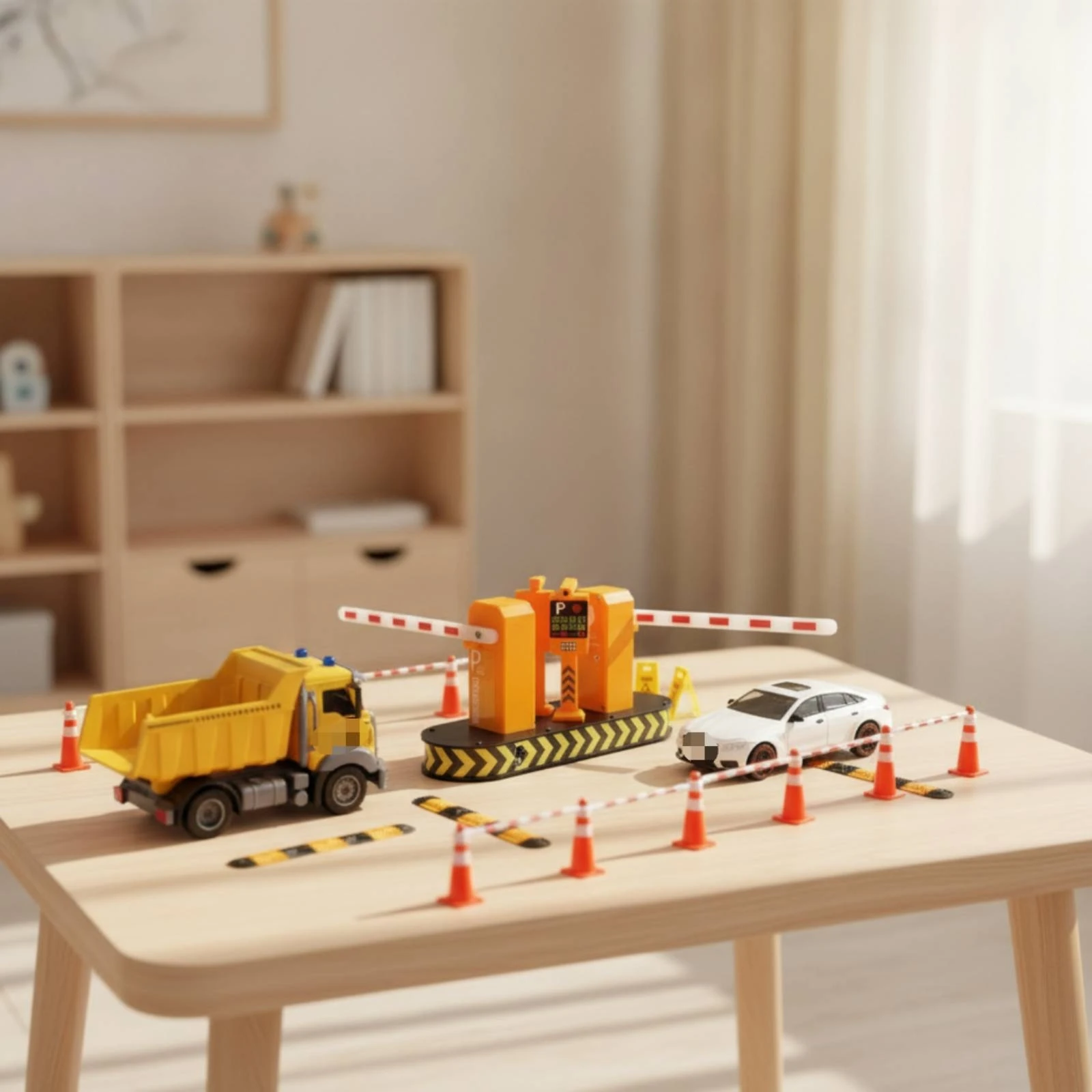 toy-parking-gate-with-dual-arms-3d-printed-parking-barrier-model-miniature-desktop-for-hobbyists-diorama-display-layout