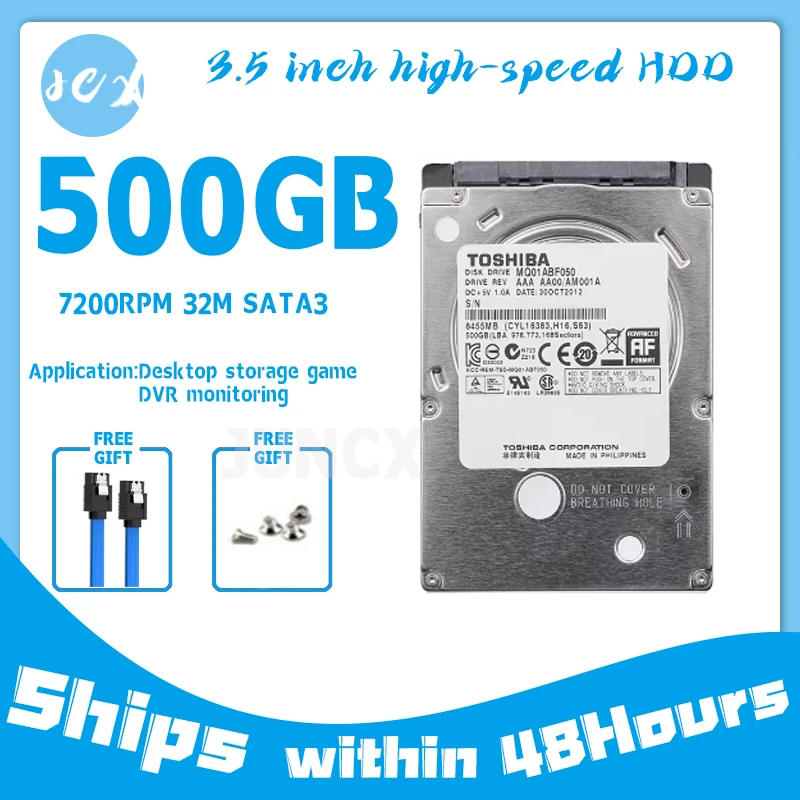 Toshiba disco rígido para laptop 500gb 500g original interno notebook hdd hd 2.5 "7200 rpm 16m cache 7mm 6 gb/s sata3 mq01acf050