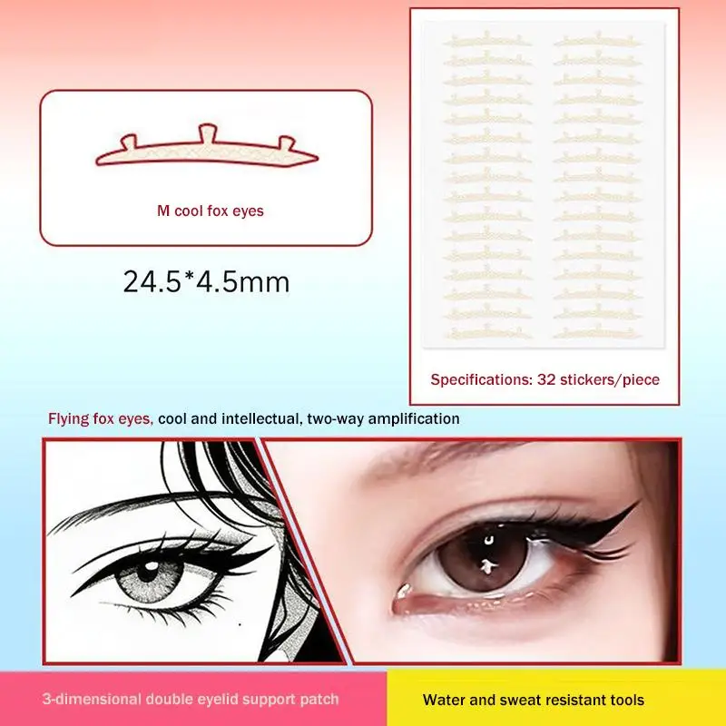 Double Eyelid Tape Sticker With Auxiliary Tool Invisible Fold Eyelid Paste Clear Beige Stripe Self-adhesive Natural Eye Makeup