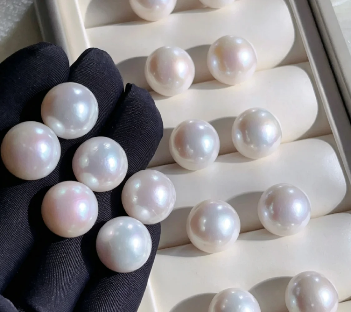 large particle pearl AAAA 12-13mm/13-14mm natural pearl silver needle earrings 925s