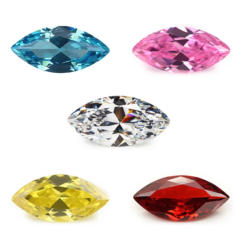 

2x4mm~8x16mm Marquise Cut Cubic Zirconia Stone White GoldenYellow Pink Garnet SeaBlue Mix 5 Color 5A Loose CZ Synthetic Gemstone