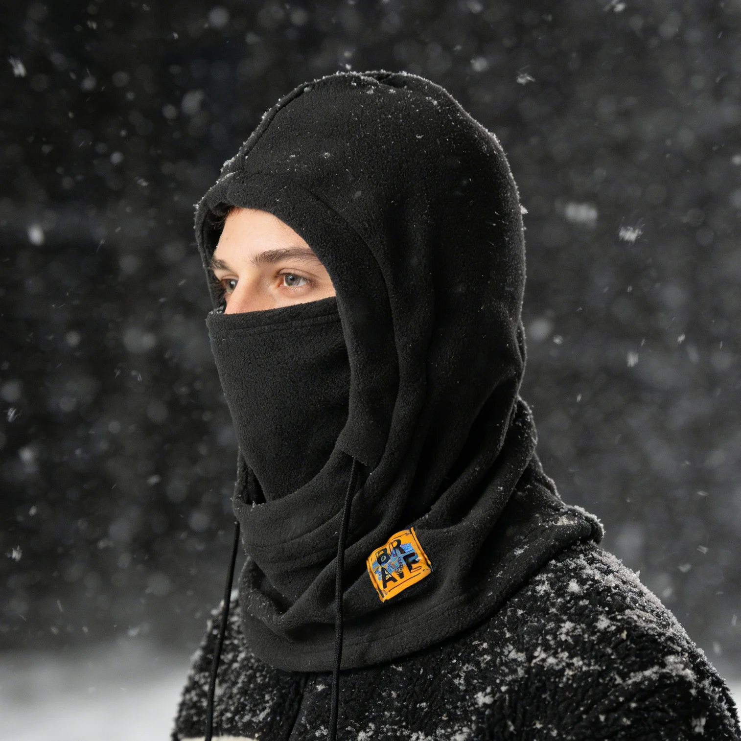 Winter Drawstring Balaclava Hat, Windproof Ski Mask, Solid Color Cycling Neck Gaiter, Outdoor Cold-Proof Mask, Women's Hooded Scarf, Men's Balaclava Hat, All-In-One Warm Hat