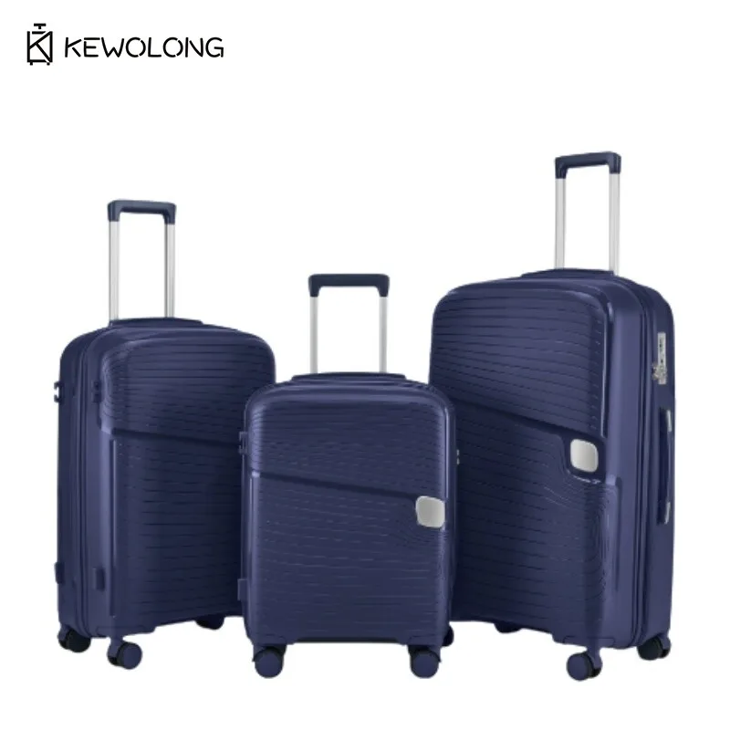 軽量20インチPPスーツケース、大容量機内持ち込み荷物、ジッパー式コンビネーションロック付き、男性女性向け耐久性のあるトロリーバッグ