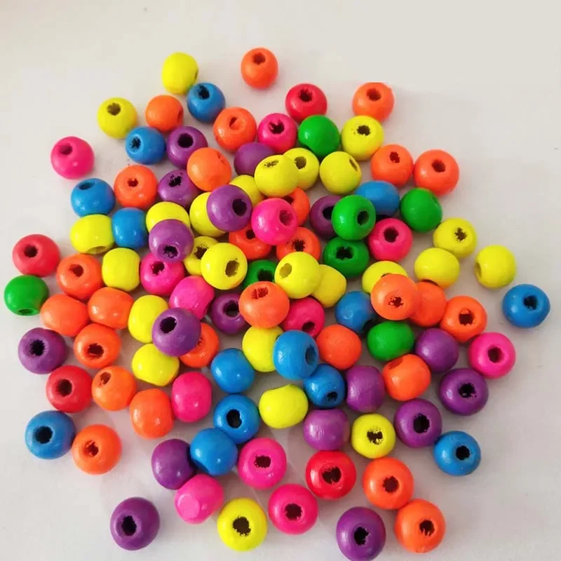 Colorful Round Wooden Spacer Beads 6-16mm Eco-Friendly Loose Wood Bead For Baby Handwork Toy DIY Jewelry Making Accessories